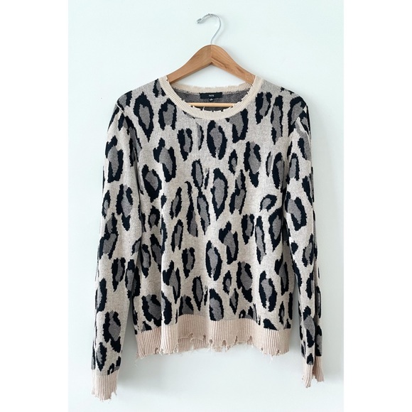 FATE 🌈 Distressed Leopard Print Sweater in Taupe & Black from Anthropologie - Picture 11 of 16